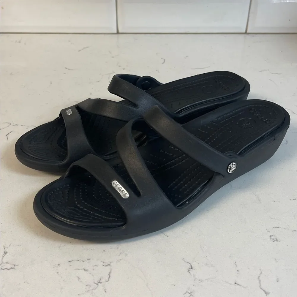 CROCS Patricia Wedge Sandals Black Size 11